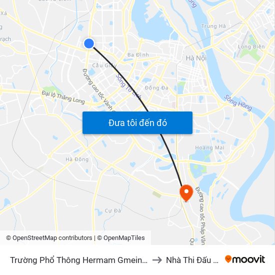 Trường Phổ Thông Hermam Gmeiner - Phạm Văn Đồng to Nhà Thi Đấu Thanh Trì map