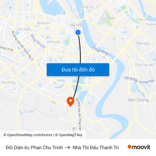 Đối Diện 6c Phan Chu Trinh to Nhà Thi Đấu Thanh Trì map