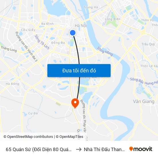 65 Quán Sứ (Đối Diện 80 Quán Sứ) to Nhà Thi Đấu Thanh Trì map