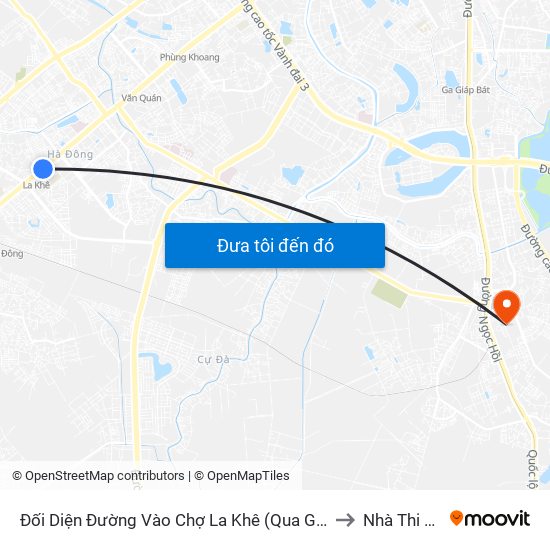 Đối Diện Đường Vào Chợ La Khê (Qua Ga Metro La Khê) - 405 Quang Trung (Hà Đông) to Nhà Thi Đấu Thanh Trì map