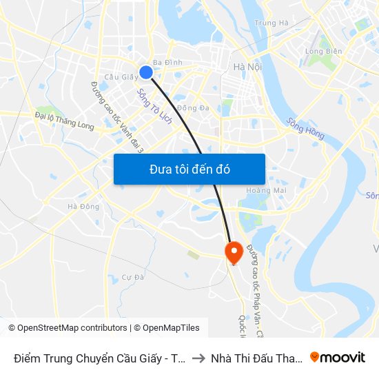 Điểm Trung Chuyển Cầu Giấy - Thủ Lệ 02 to Nhà Thi Đấu Thanh Trì map