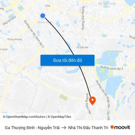 Ga Thượng Đình - Nguyễn Trãi to Nhà Thi Đấu Thanh Trì map