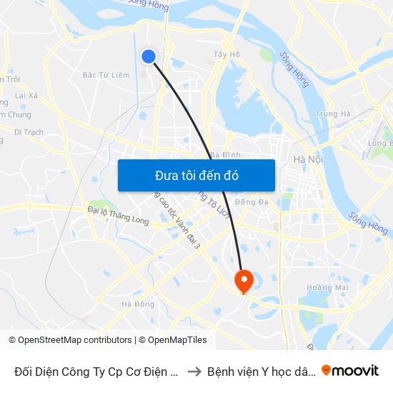 Đối Diện Công Ty Cp Cơ Điện Hn- Đường Đức Thắng to Bệnh viện Y học dân tộc Quân đội map