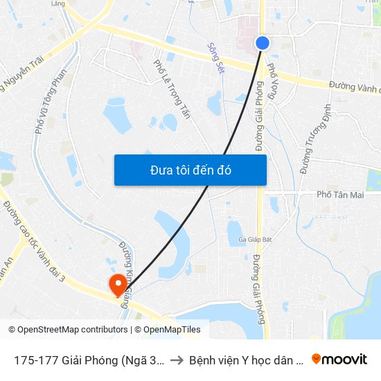 175-177 Giải Phóng (Ngã 3 Lê Thanh Nghị) to Bệnh viện Y học dân tộc Quân đội map