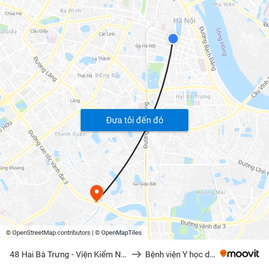 48 Hai Bà Trưng - Viện Kiểm Nghiệm Thuốc Trung Ương to Bệnh viện Y học dân tộc Quân đội map