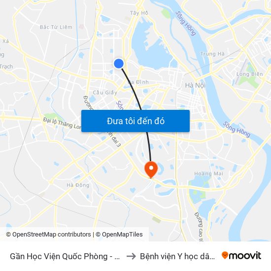 Gần Học Viện Quốc Phòng - 91 Hoàng Quốc Việt to Bệnh viện Y học dân tộc Quân đội map