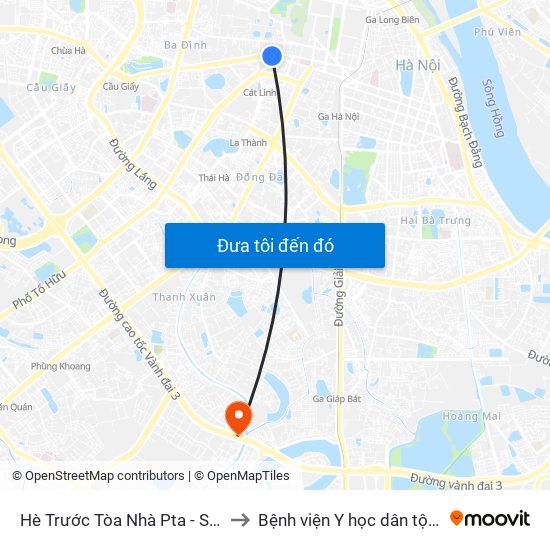 Hè Trước Tòa Nhà Pta - Số 1 Kim Mã to Bệnh viện Y học dân tộc Quân đội map