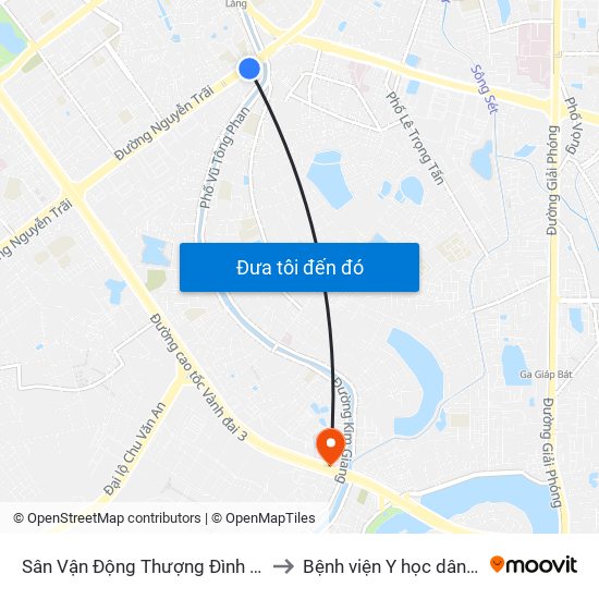 Sân Vận Động Thượng Đình - 129 Nguyễn Trãi to Bệnh viện Y học dân tộc Quân đội map