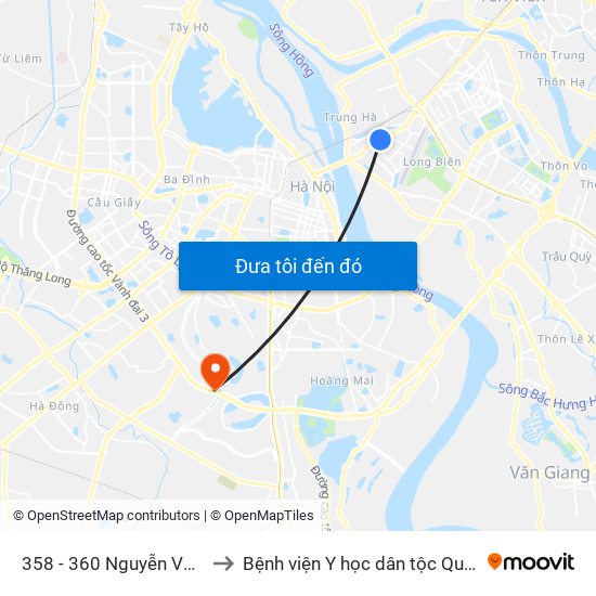 358 - 360 Nguyễn Văn Cừ to Bệnh viện Y học dân tộc Quân đội map