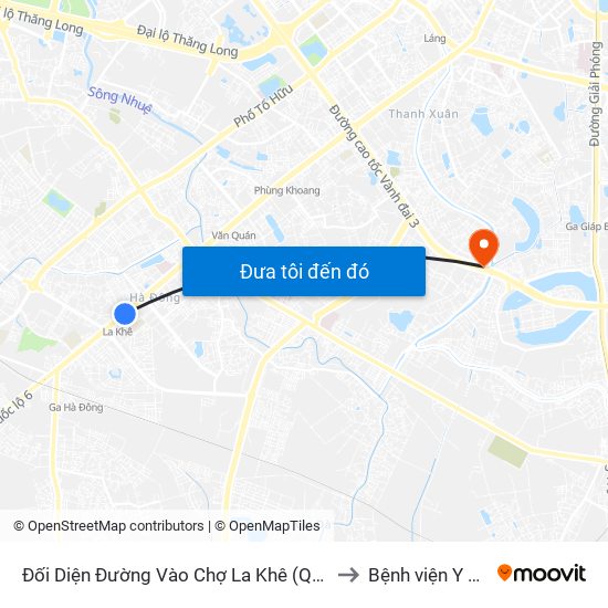 Đối Diện Đường Vào Chợ La Khê (Qua Ga Metro La Khê) - 405 Quang Trung (Hà Đông) to Bệnh viện Y học dân tộc Quân đội map