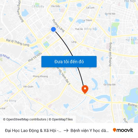 Đại Học Lao Động & Xã Hội - 43 Trần Duy Hưng to Bệnh viện Y học dân tộc Quân đội map