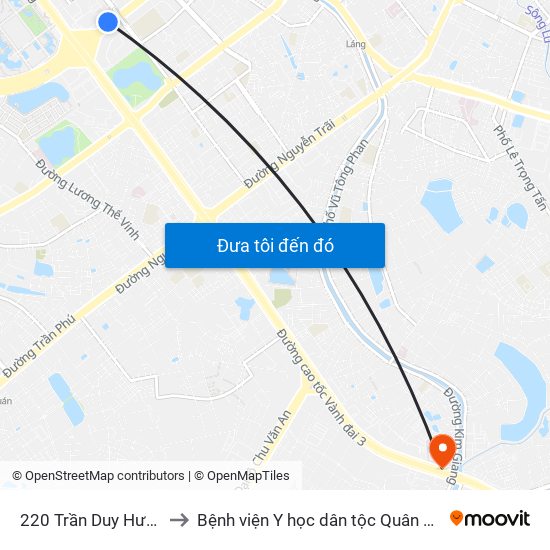 220 Trần Duy Hưng to Bệnh viện Y học dân tộc Quân đội map