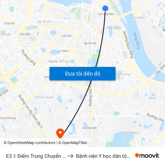 E3.1 Điểm Trung Chuyển Long Biên to Bệnh viện Y học dân tộc Quân đội map