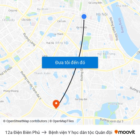 12a Điện Biên Phủ to Bệnh viện Y học dân tộc Quân đội map