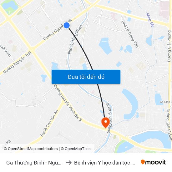 Ga Thượng Đình - Nguyễn Trãi to Bệnh viện Y học dân tộc Quân đội map