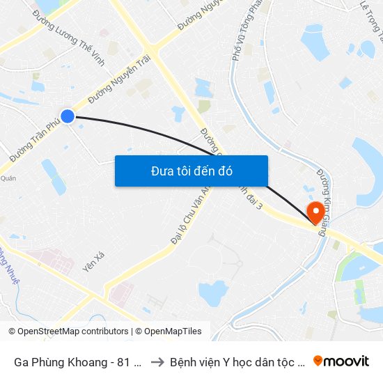 Ga Phùng Khoang - 81 Trần Phú to Bệnh viện Y học dân tộc Quân đội map