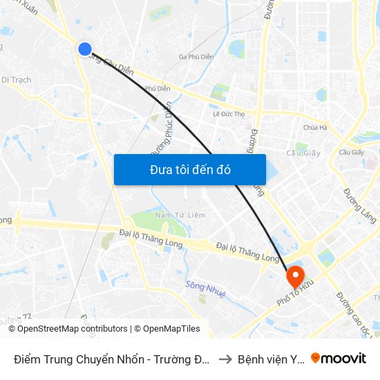Điểm Trung Chuyển Nhổn - Trường Đại Học Công Nghiệp Hà Nội - Đường 32 to Bệnh viện Y học cổ truyền map