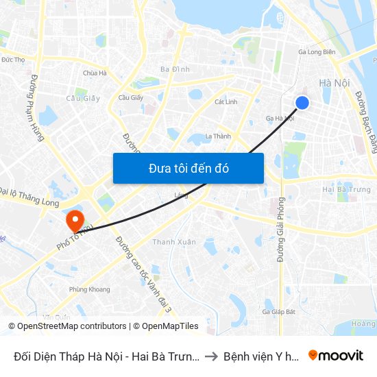 Đối Diện Tháp Hà Nội - Hai Bà Trưng (Cạnh 56 Hai Bà Trưng) to Bệnh viện Y học cổ truyền map