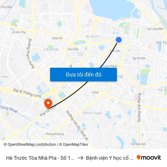 Hè Trước Tòa Nhà Pta - Số 1 Kim Mã to Bệnh viện Y học cổ truyền map