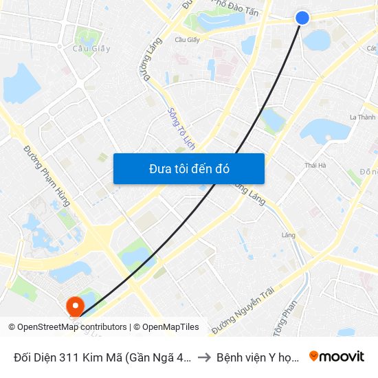 Đối Diện 311 Kim Mã (Gần Ngã 4 Kim Mã - Vạn Bảo) to Bệnh viện Y học cổ truyền map