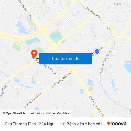 Chợ Thượng Đình - 224 Nguyễn Trãi to Bệnh viện Y học cổ truyền map