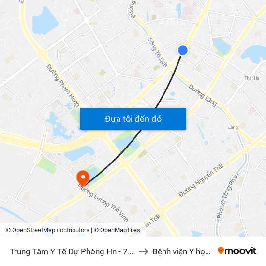 Trung Tâm Y Tế Dự Phòng Hn - 70 Nguyễn Chí Thanh to Bệnh viện Y học cổ truyền map