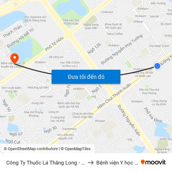 Công Ty Thuốc Lá Thăng Long - 235 Nguyễn Trãi to Bệnh viện Y học cổ truyền map