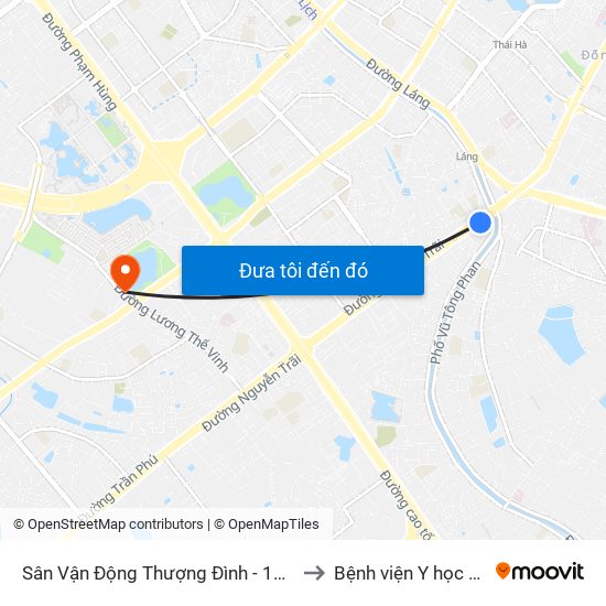 Sân Vận Động Thượng Đình - 129 Nguyễn Trãi to Bệnh viện Y học cổ truyền map