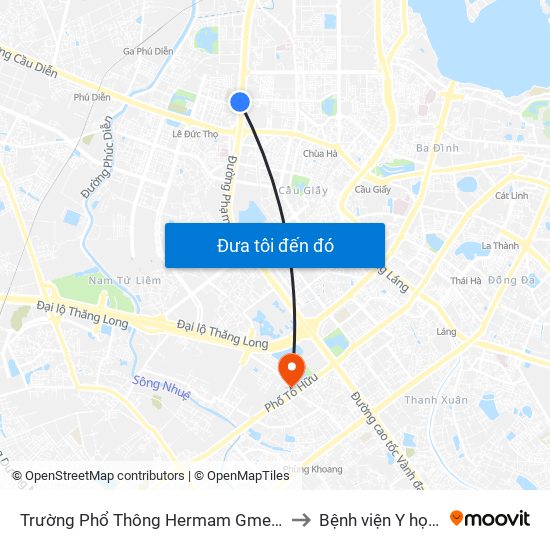 Trường Phổ Thông Hermam Gmeiner - Phạm Văn Đồng to Bệnh viện Y học cổ truyền map
