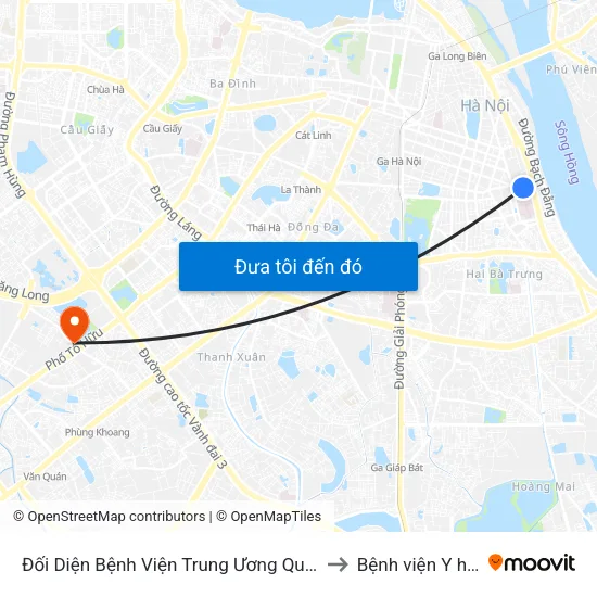 Đối Diện Bệnh Viện Trung Ương Quân Đội 108 - Trần Hưng Đạo to Bệnh viện Y học cổ truyền map