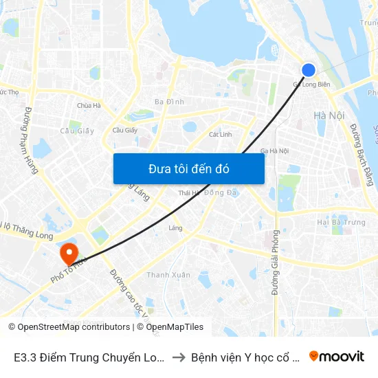 E3.3 Điểm Trung Chuyển Long Biên to Bệnh viện Y học cổ truyền map