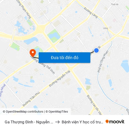 Ga Thượng Đình - Nguyễn Trãi to Bệnh viện Y học cổ truyền map