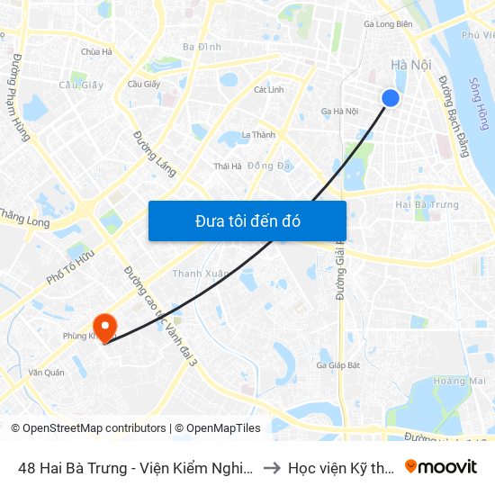 48 Hai Bà Trưng - Viện Kiểm Nghiệm Thuốc Trung Ương to Học viện Kỹ thuật Mật mã map