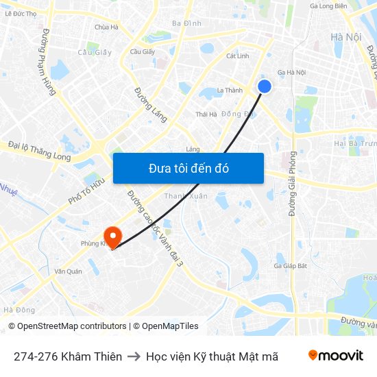 274-276 Khâm Thiên to Học viện Kỹ thuật Mật mã map