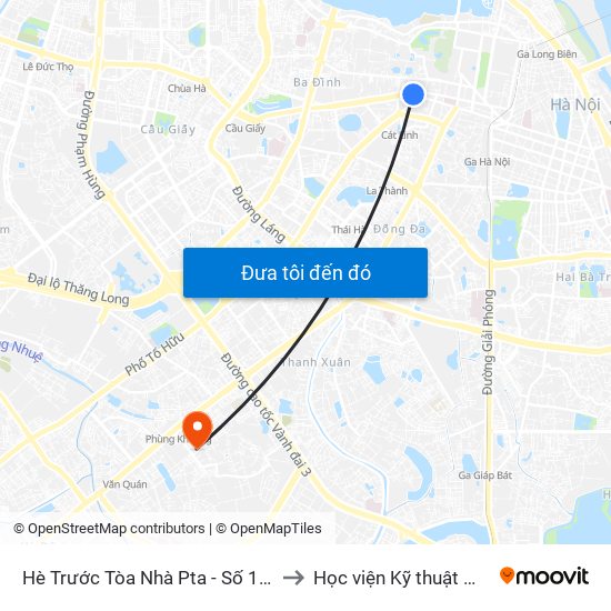 Hè Trước Tòa Nhà Pta - Số 1 Kim Mã to Học viện Kỹ thuật Mật mã map