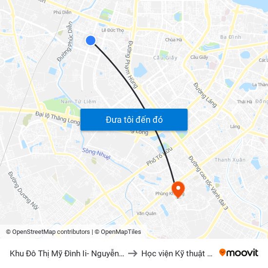 Khu Đô Thị Mỹ Đình Ii- Nguyễn Cơ Thạch to Học viện Kỹ thuật Mật mã map