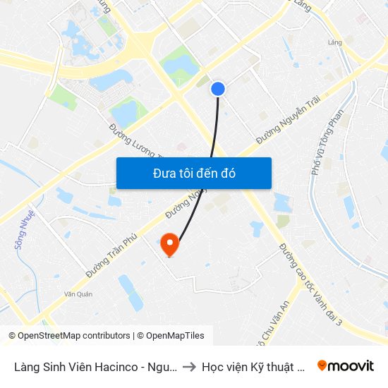 Làng Sinh Viên Hacinco - Nguyễn Tuân to Học viện Kỹ thuật Mật mã map