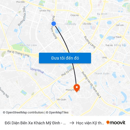 Đối Diện Bến Xe Khách Mỹ Đình - Phạm Hùng (Cột Trước) to Học viện Kỹ thuật Mật mã map