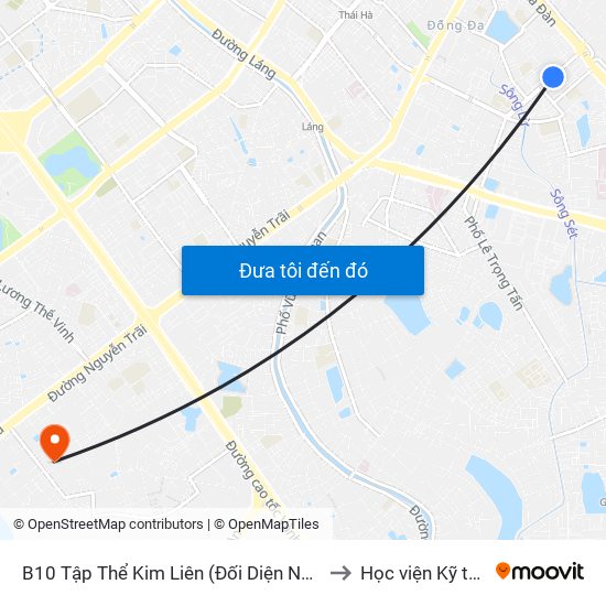 B10 Tập Thể Kim Liên (Đối Diện Ngõ 46b Phạm Ngọc Thạch) to Học viện Kỹ thuật Mật mã map