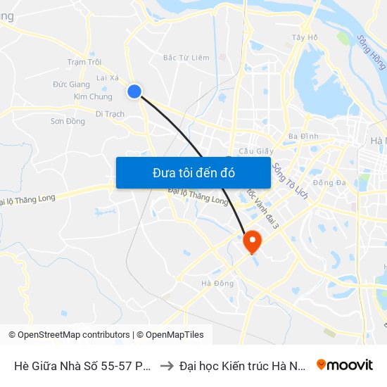 Hè Giữa Nhà Số 55-57 Phố Nhổn to Đại học Kiến trúc Hà Nội - HAU map