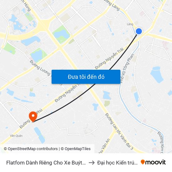 Flatfom Dành Riêng Cho Xe Buýt Trước Nhà 45 Đường Láng to Đại học Kiến trúc Hà Nội - HAU map