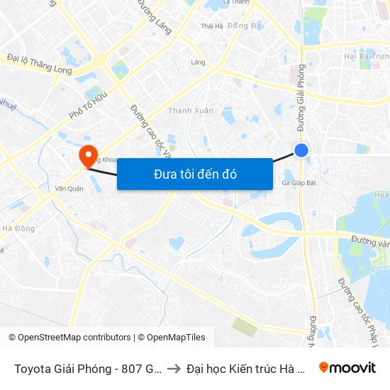 Toyota Giải Phóng - 807 Giải Phóng to Đại học Kiến trúc Hà Nội - HAU map