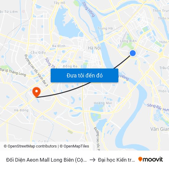 Đối Diện Aeon Mall Long Biên (Cột Điện T4a/2a-B Đường Cổ Linh) to Đại học Kiến trúc Hà Nội - HAU map