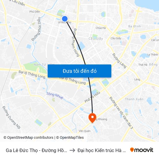 Ga Lê Đức Thọ - Đường Hồ Tùng Mậu to Đại học Kiến trúc Hà Nội - HAU map