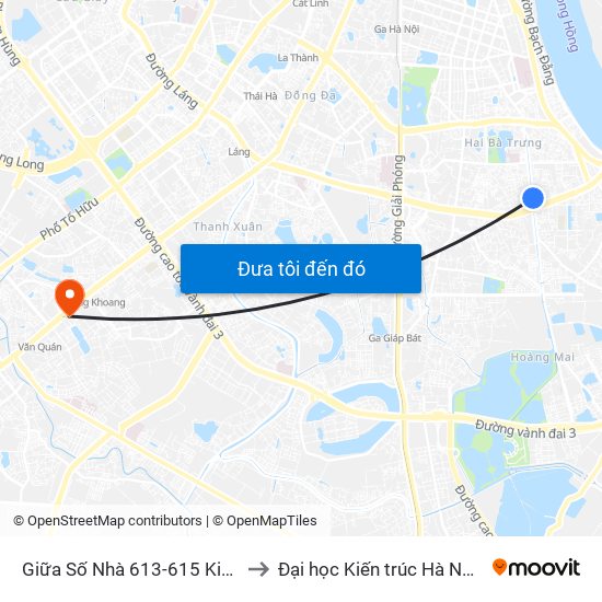 Giữa Số Nhà 613-615 Kim Ngưu to Đại học Kiến trúc Hà Nội - HAU map