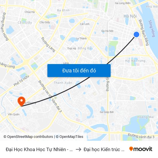 Đại Học Khoa Học Tự Nhiên - 19 Lê Thánh Tông to Đại học Kiến trúc Hà Nội - HAU map