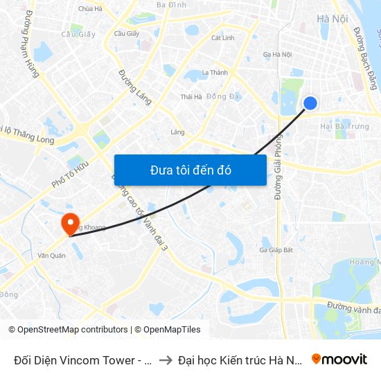 Đối Diện Vincom Tower - Bà Triệu to Đại học Kiến trúc Hà Nội - HAU map