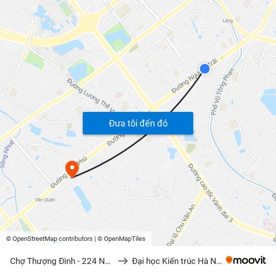 Chợ Thượng Đình - 224 Nguyễn Trãi to Đại học Kiến trúc Hà Nội - HAU map