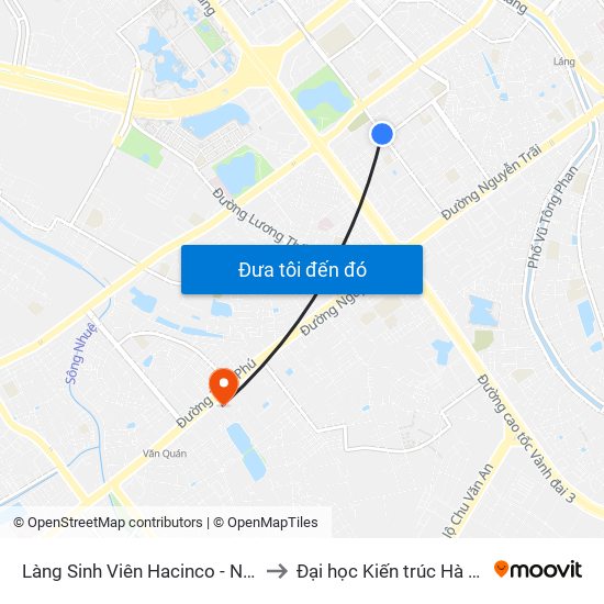 Làng Sinh Viên Hacinco - Nguyễn Tuân to Đại học Kiến trúc Hà Nội - HAU map