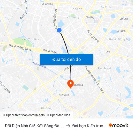 Đối Diện Nhà Ct5 Kđt Sông Đà Mỹ Đình - Phạm Hùng to Đại học Kiến trúc Hà Nội - HAU map